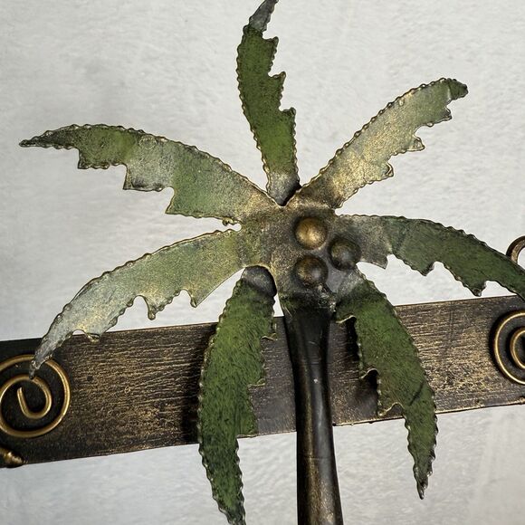 3D Metal Art Tropical Palm Trees Sunset Wall Hanging 3 Hooks 18” Long - Picture 16 of 16